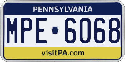 PA license plate MPE6068