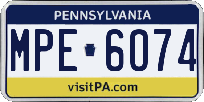 PA license plate MPE6074