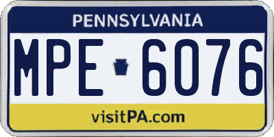 PA license plate MPE6076
