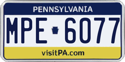 PA license plate MPE6077