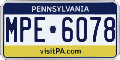 PA license plate MPE6078