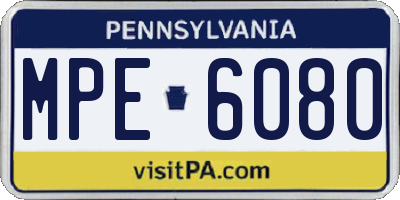 PA license plate MPE6080