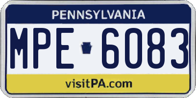 PA license plate MPE6083