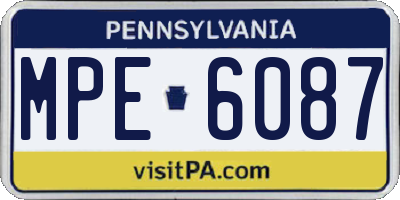 PA license plate MPE6087