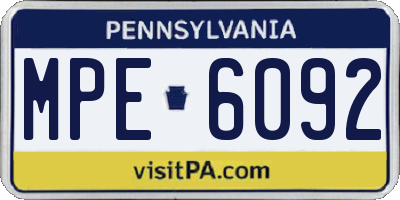 PA license plate MPE6092