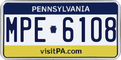 PA license plate MPE6108