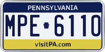 PA license plate MPE6110