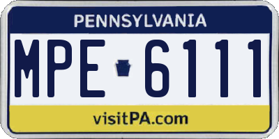 PA license plate MPE6111