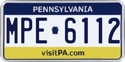 PA license plate MPE6112