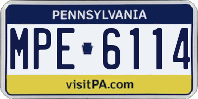 PA license plate MPE6114