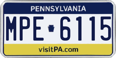 PA license plate MPE6115