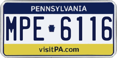 PA license plate MPE6116