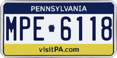PA license plate MPE6118