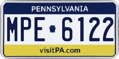PA license plate MPE6122