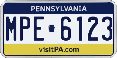 PA license plate MPE6123
