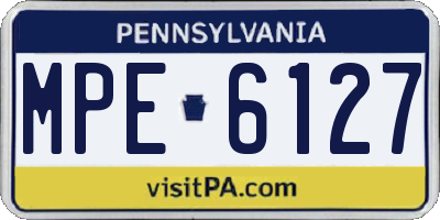 PA license plate MPE6127