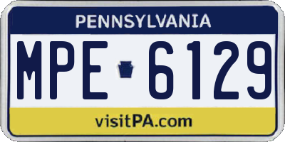 PA license plate MPE6129