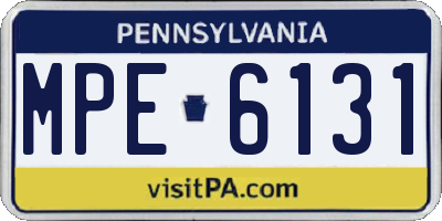 PA license plate MPE6131