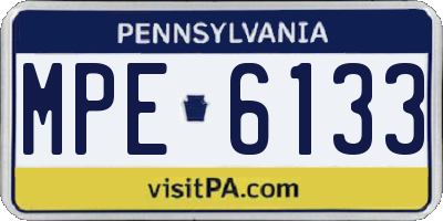 PA license plate MPE6133