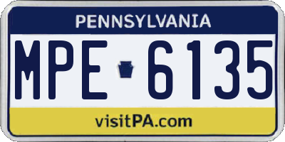 PA license plate MPE6135