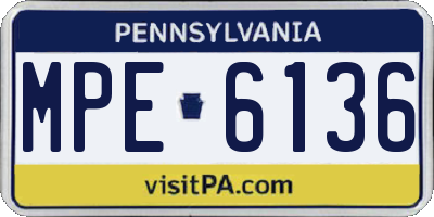 PA license plate MPE6136