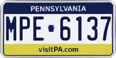 PA license plate MPE6137