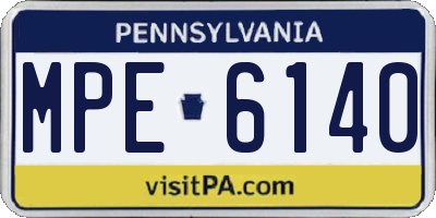 PA license plate MPE6140