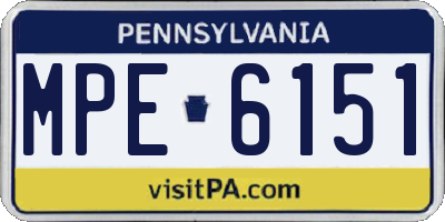 PA license plate MPE6151