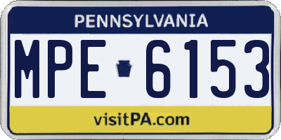 PA license plate MPE6153