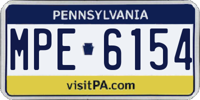 PA license plate MPE6154