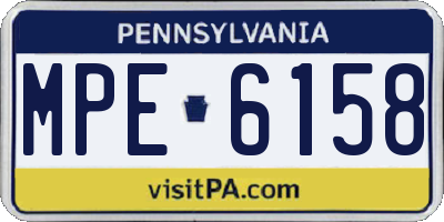 PA license plate MPE6158