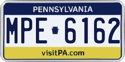 PA license plate MPE6162