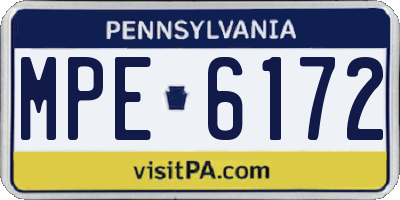 PA license plate MPE6172