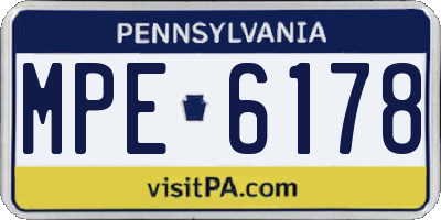 PA license plate MPE6178