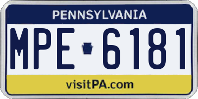PA license plate MPE6181