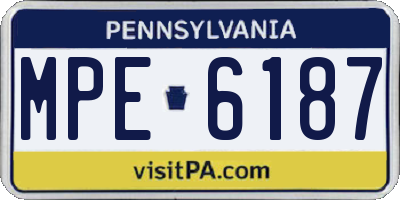 PA license plate MPE6187