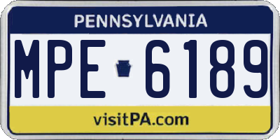 PA license plate MPE6189