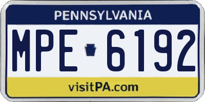 PA license plate MPE6192