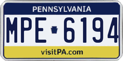 PA license plate MPE6194