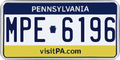 PA license plate MPE6196