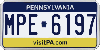 PA license plate MPE6197