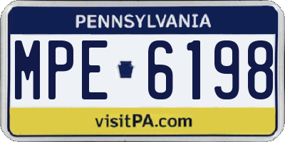 PA license plate MPE6198
