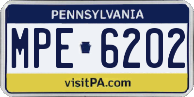 PA license plate MPE6202