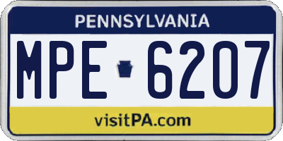PA license plate MPE6207
