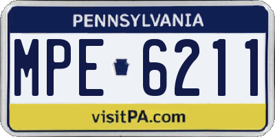 PA license plate MPE6211