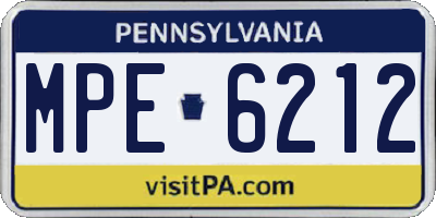 PA license plate MPE6212