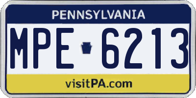 PA license plate MPE6213