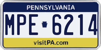 PA license plate MPE6214