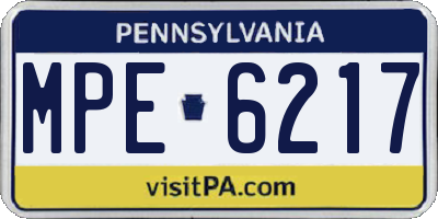 PA license plate MPE6217