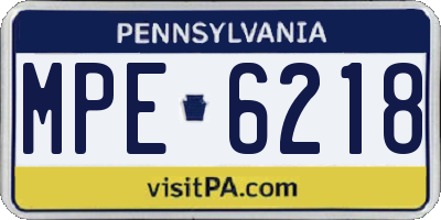 PA license plate MPE6218